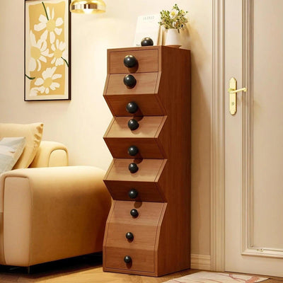 Light Luxury Chest of Drawers, Solid Wood Vintage Irregular Storage Cabinet with 5 Drawers