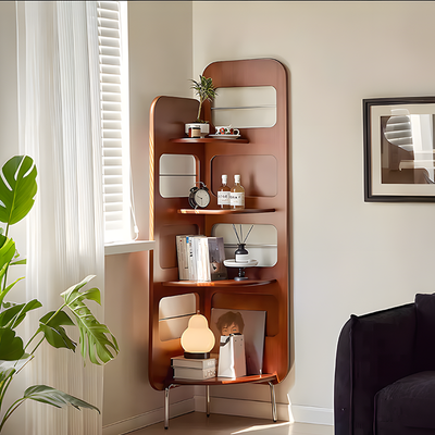 Corner Cabinet, Solid Wood Shelving Unit, Triangular Living Room Floor Bookcase, Corner Kitchen Cabinet, Multi-Tier Display Cabinet
