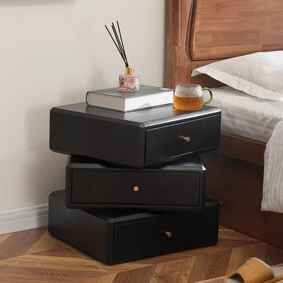 3-layer Rotating Solid Wood Nightstand Creative Storage Cabinet