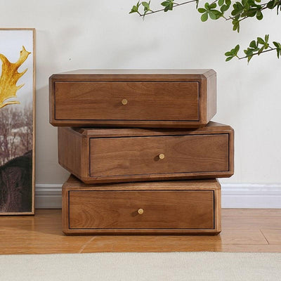 3-layer Rotating Solid Wood Nightstand Creative Storage Cabinet