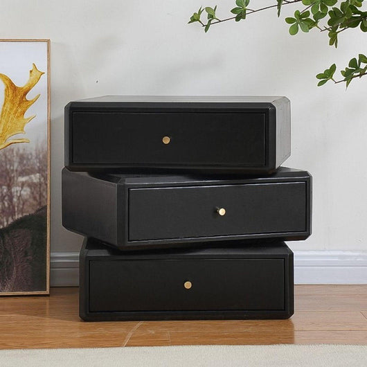 3-layer Rotating Solid Wood Nightstand Creative Storage Cabinet