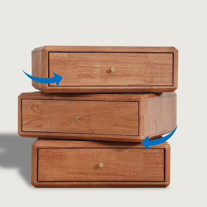 3-layer Rotating Solid Wood Nightstand Creative Storage Cabinet
