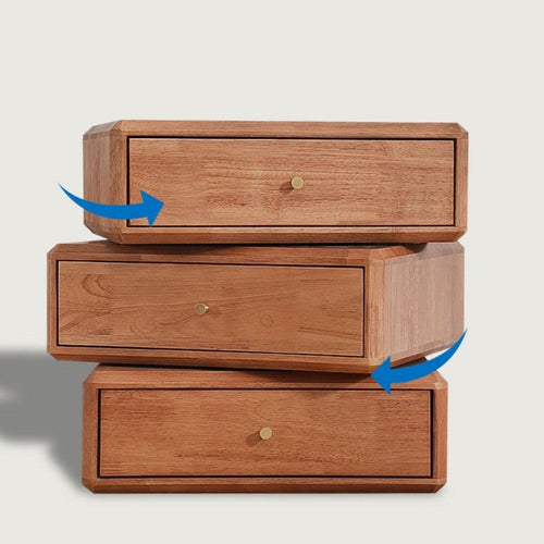3-layer Rotating Solid Wood Nightstand Creative Storage Cabinet