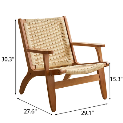 Handwoven Rope Lounge Chair with Solid Wood Frame – Modern Accent Seating
