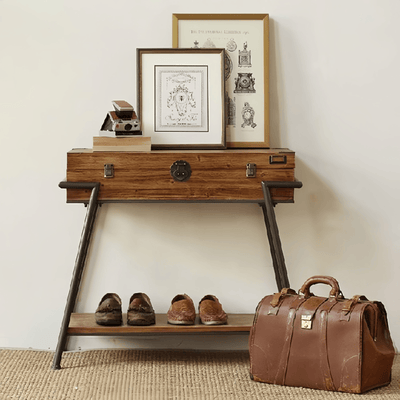 Wood Porch Console Table Side Cabinet Retro Sofa Table