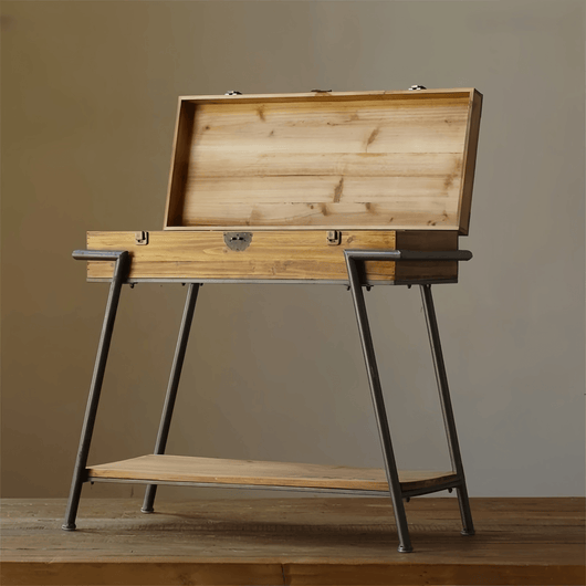 Wood Porch Console Table Side Cabinet Retro Sofa Table