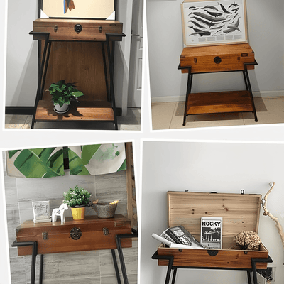 Wood Porch Console Table Side Cabinet Retro Sofa Table