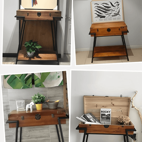 Wood Porch Console Table Side Cabinet Retro Sofa Table
