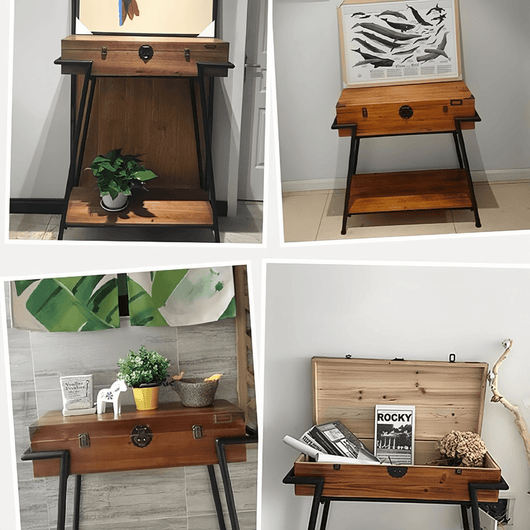 Wood Porch Console Table Side Cabinet Retro Sofa Table