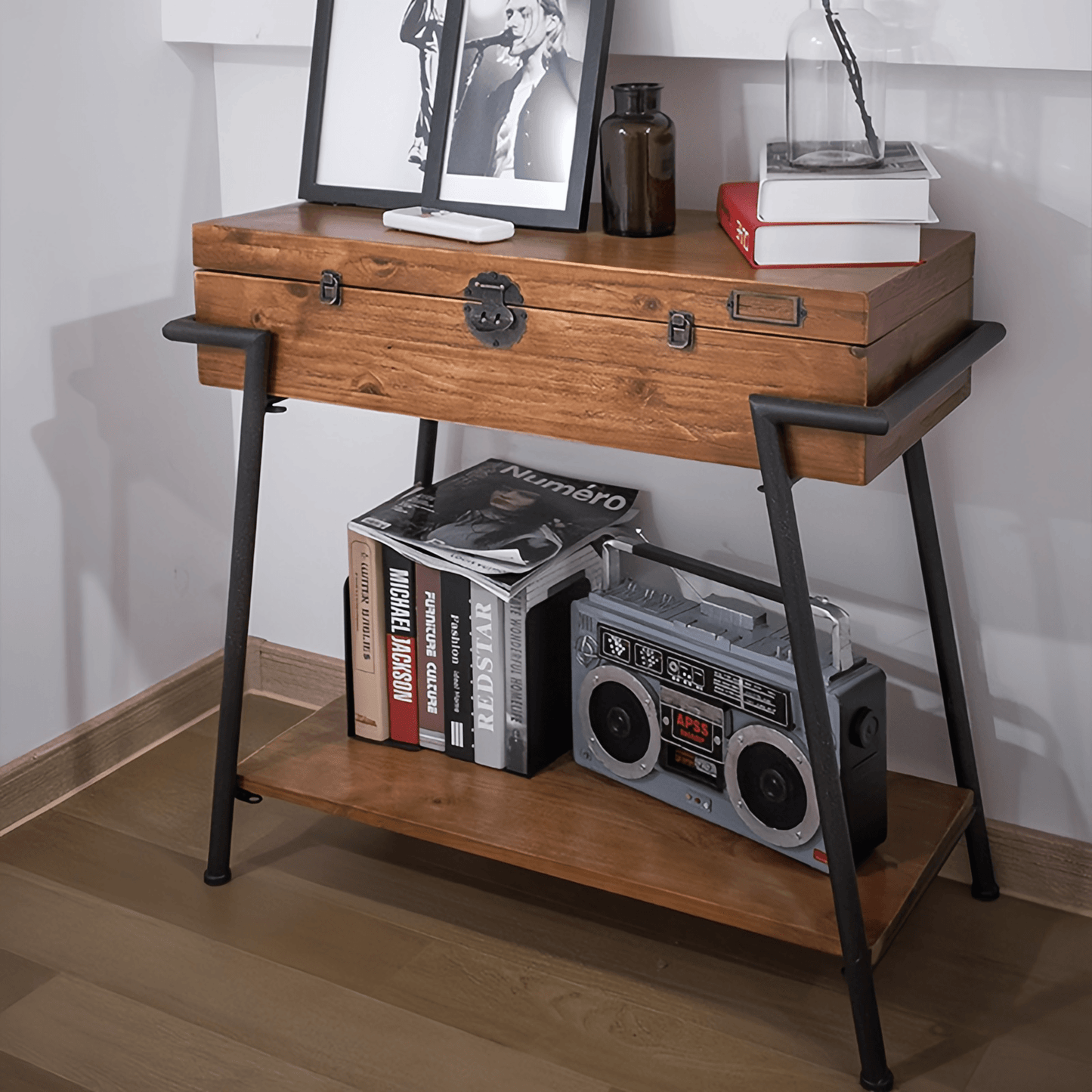 Wood Porch Console Table Side Cabinet Retro Sofa Table