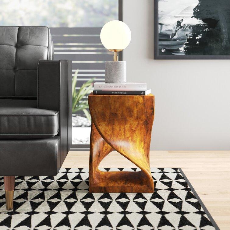 Handmade Solid Wood Double Twist Side Table | Rustic Natural Grain Abstract Form