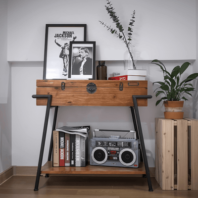 Wood Porch Console Table Side Cabinet Retro Sofa Table