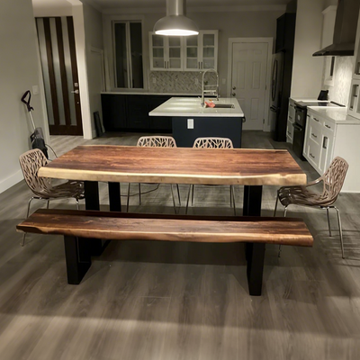 Live Edge Entryway Bench, Bedroom Bench, Industrial Style Steel Legs
