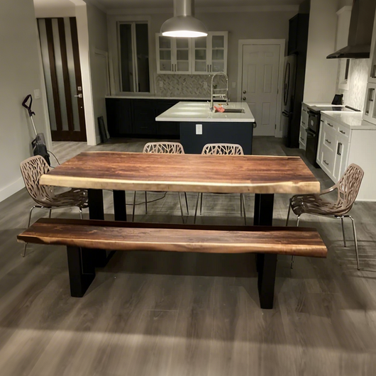 Live Edge Entryway Bench, Bedroom Bench, Industrial Style Steel Legs