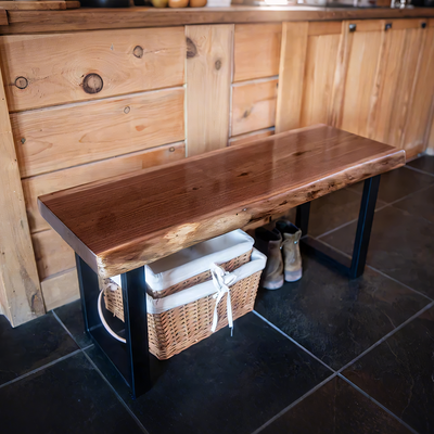 Live Edge Entryway Bench, Bedroom Bench, Industrial Style Steel Legs