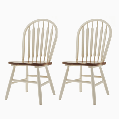 Oak Wood Windsor Back Side Chair for Home - Set of 2