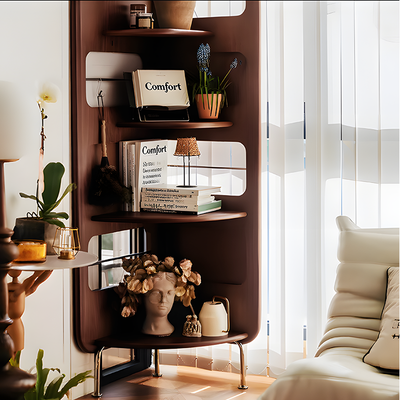 Corner Cabinet, Solid Wood Shelving Unit, Triangular Living Room Floor Bookcase, Corner Kitchen Cabinet, Multi-Tier Display Cabinet