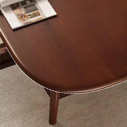 Solid Wood Oval Coffee Table, Compact Living Room Coffee Table, Double-Layer Storage Coffee Table, Modern Minimalist Coffee Table