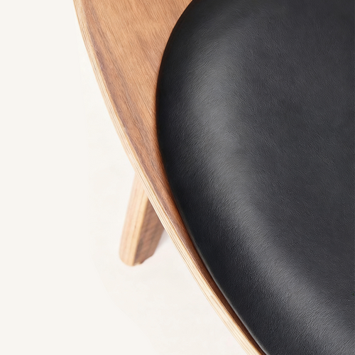 Light Luxury Arch Shell Chair, Walnut Finish Lounge Chair, Modern Shell Chair, Italian Leather Armless Chair