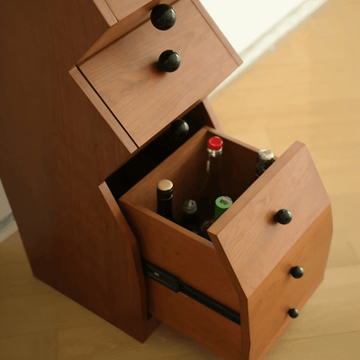 Light Luxury Chest of Drawers, Solid Wood Vintage Irregular Storage Cabinet with 5 Drawers