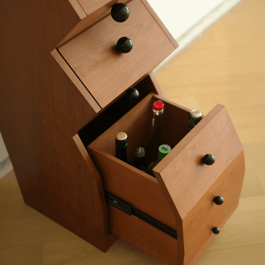 Light Luxury Chest of Drawers, Solid Wood Vintage Irregular Storage Cabinet with 5 Drawers