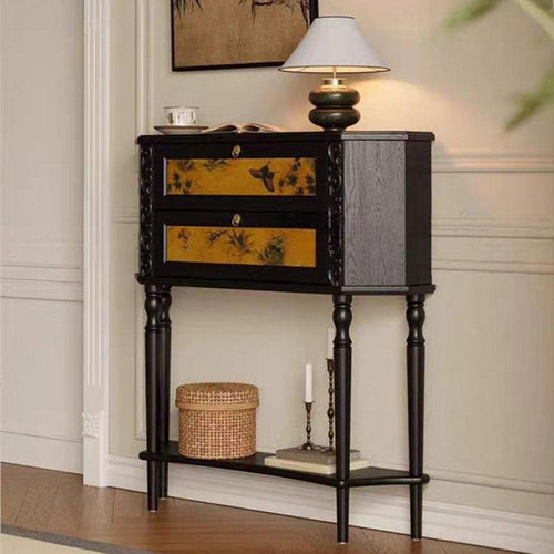 H35" Light Luxury Accent Solid Wood Storage Console Table Cabinet