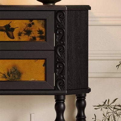 H35" Light Luxury Accent Solid Wood Storage Console Table Cabinet