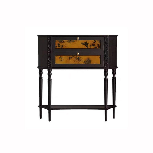 H35" Light Luxury Accent Solid Wood Storage Console Table Cabinet