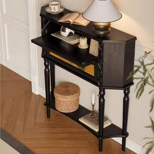 H35" Light Luxury Accent Solid Wood Storage Console Table Cabinet