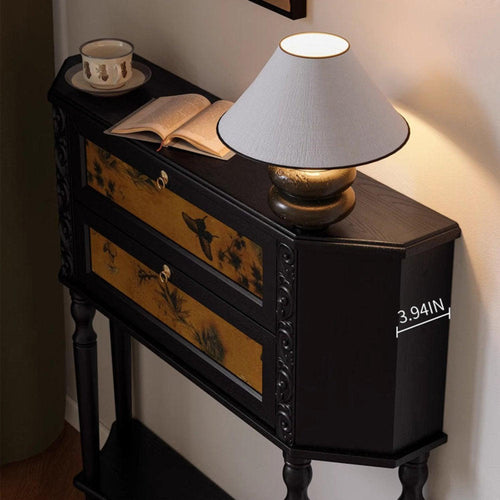 H35" Light Luxury Accent Solid Wood Storage Console Table Cabinet