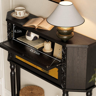 H35" Light Luxury Accent Solid Wood Storage Console Table Cabinet