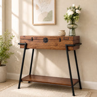 Wood Porch Console Table Side Cabinet Retro Sofa Table