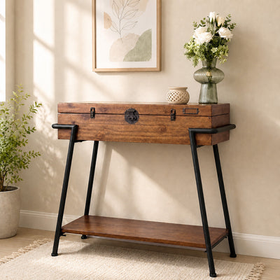 Wood Porch Console Table Side Cabinet Retro Sofa Table
