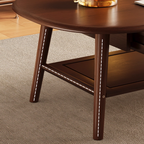 Solid Wood Oval Coffee Table, Compact Living Room Coffee Table, Double-Layer Storage Coffee Table, Modern Minimalist Coffee Table
