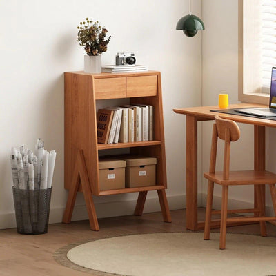 Solid Wood Floor-Standing Rack Living Room Bookshelf Storage Cabinet