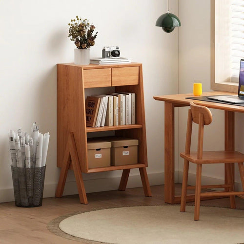 Solid Wood Floor-Standing Rack Living Room Bookshelf Storage Cabinet
