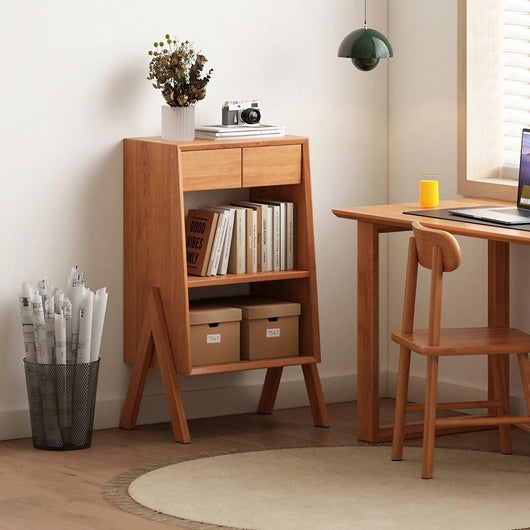 Solid Wood Floor-Standing Rack Living Room Bookshelf Storage Cabinet