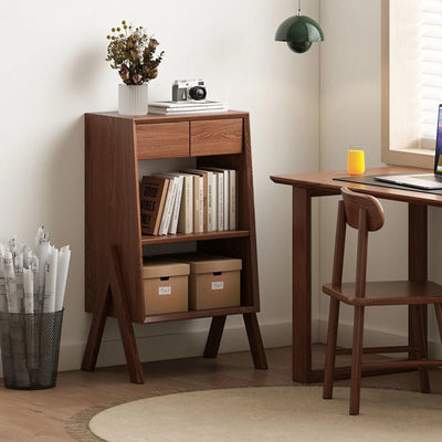 Solid Wood Floor-Standing Rack Living Room Bookshelf Storage Cabinet