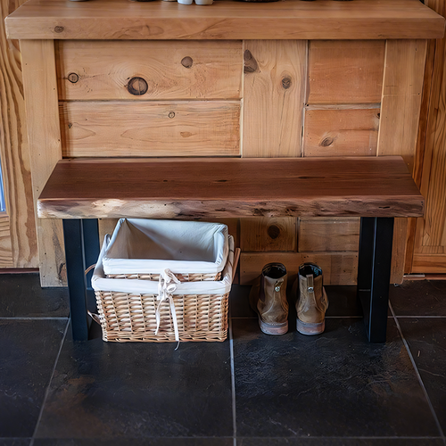 Live Edge Entryway Bench, Bedroom Bench, Industrial Style Steel Legs
