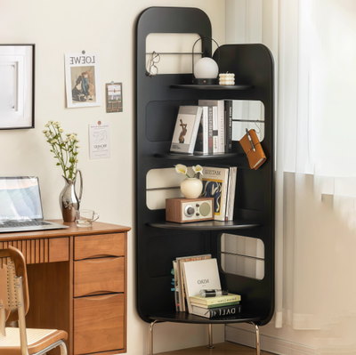 Corner Cabinet, Solid Wood Shelving Unit, Triangular Living Room Floor Bookcase, Corner Kitchen Cabinet, Multi-Tier Display Cabinet