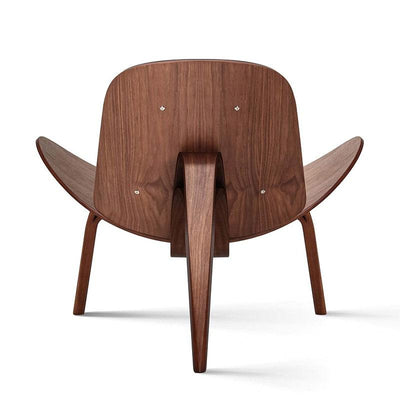Light Luxury Arch Shell Chair, Walnut Finish Lounge Chair, Modern Shell Chair, Italian Leather Armless Chair