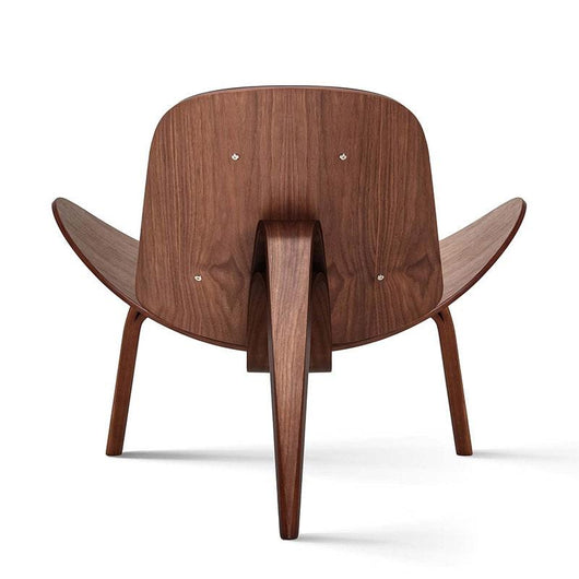 Light Luxury Arch Shell Chair, Walnut Finish Lounge Chair, Modern Shell Chair, Italian Leather Armless Chair