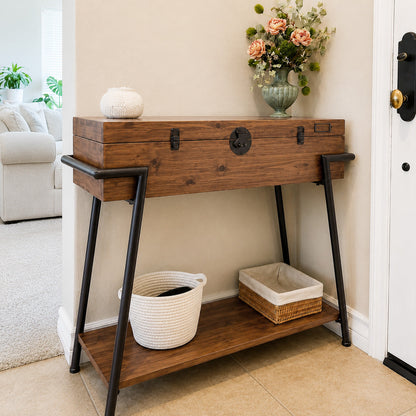 Wood Porch Console Table Side Cabinet Retro Sofa Table